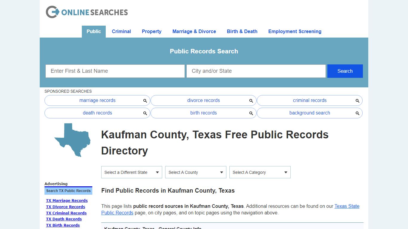 Kaufman County, Texas Public Records Directory